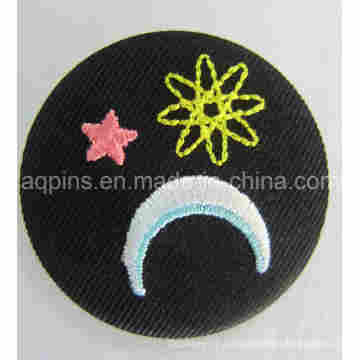 Newest Embroidery Button Tin Badge with Safety Pin (button badge-67)